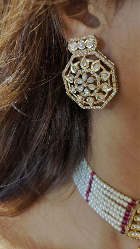 Red Drop Kundan Choker Set